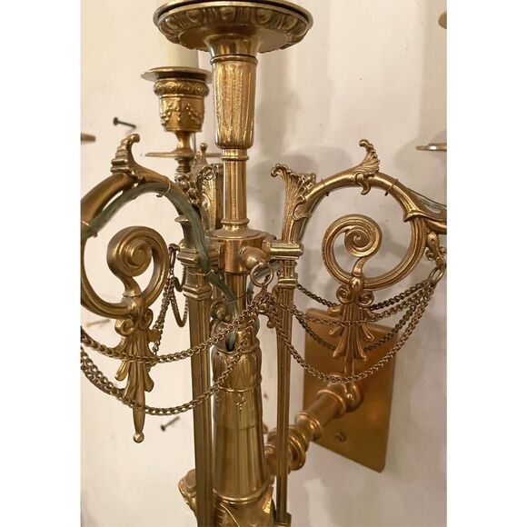 Antique Bronze  Neoclassical Style  Wall Sconse Four Light - Picture 6 of 8